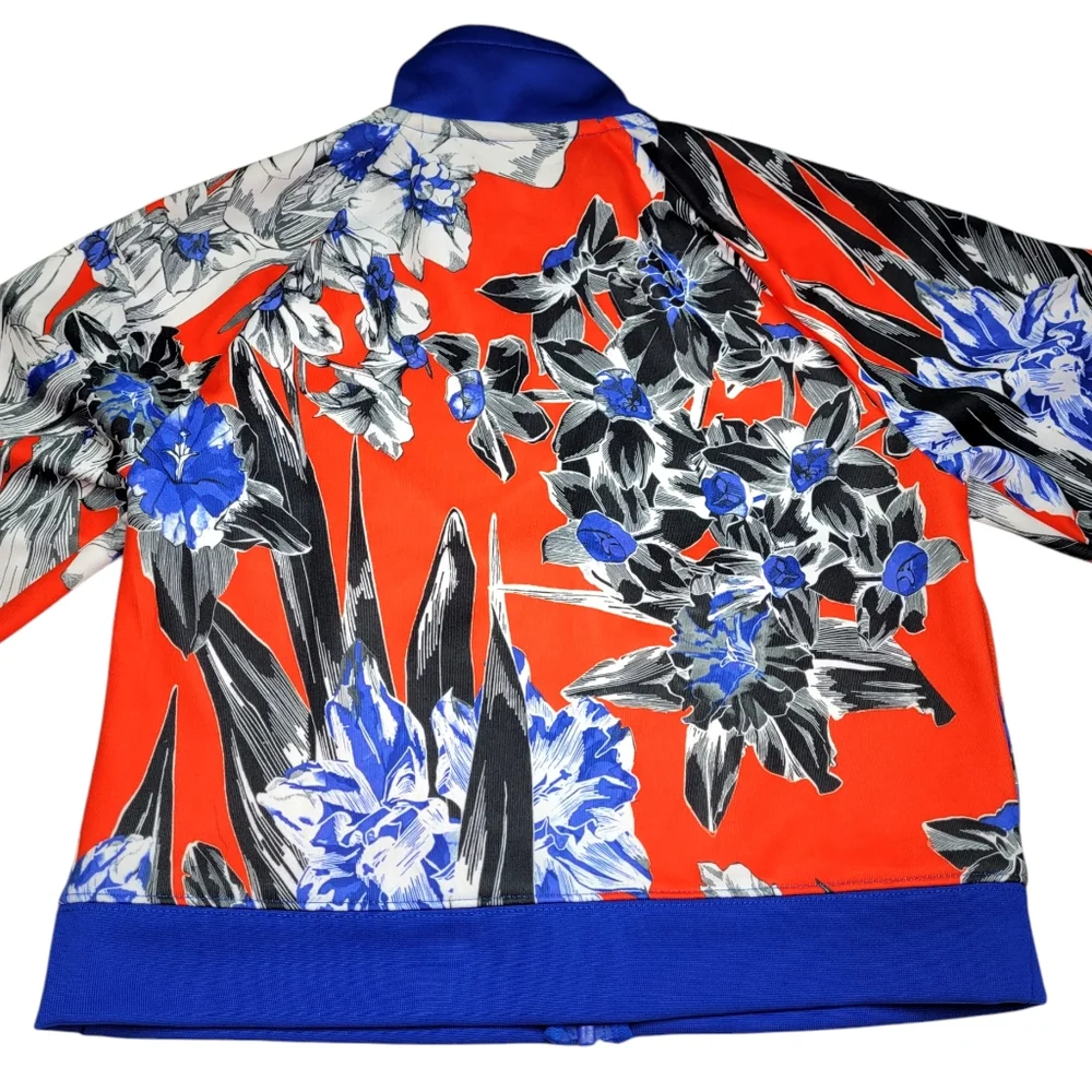 Nike Women's XS Track Jacket Hyper Fem Short Orange Blue Floral Zip Up Collared